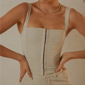 Peppermayo - Mia Suit Bustier - Stone Pinstripe